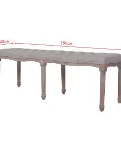vidaXL Bench Linen Solid Wood 150x40x48 cm Light Grey