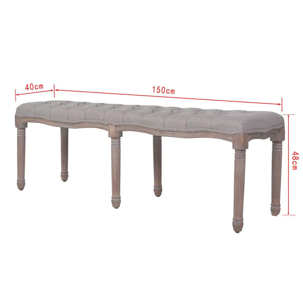 vidaXL Bench Linen Solid Wood 150x40x48 cm Light Grey