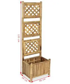 vidaXL Garden Planter with Trellis Bamboo 40 cm