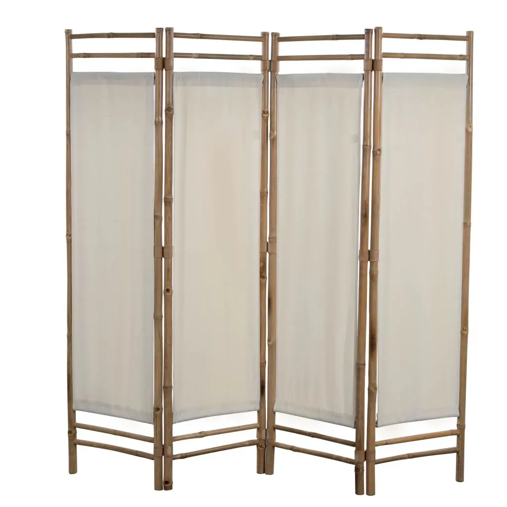 vidaXL Folding 4-Panel Room Divider Bamboo and Canvas 160 cm