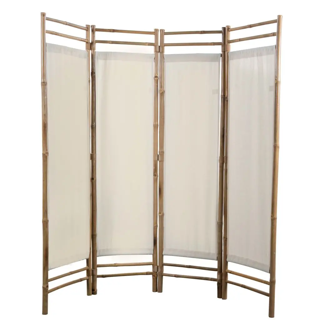 vidaXL Folding 4-Panel Room Divider Bamboo and Canvas 160 cm