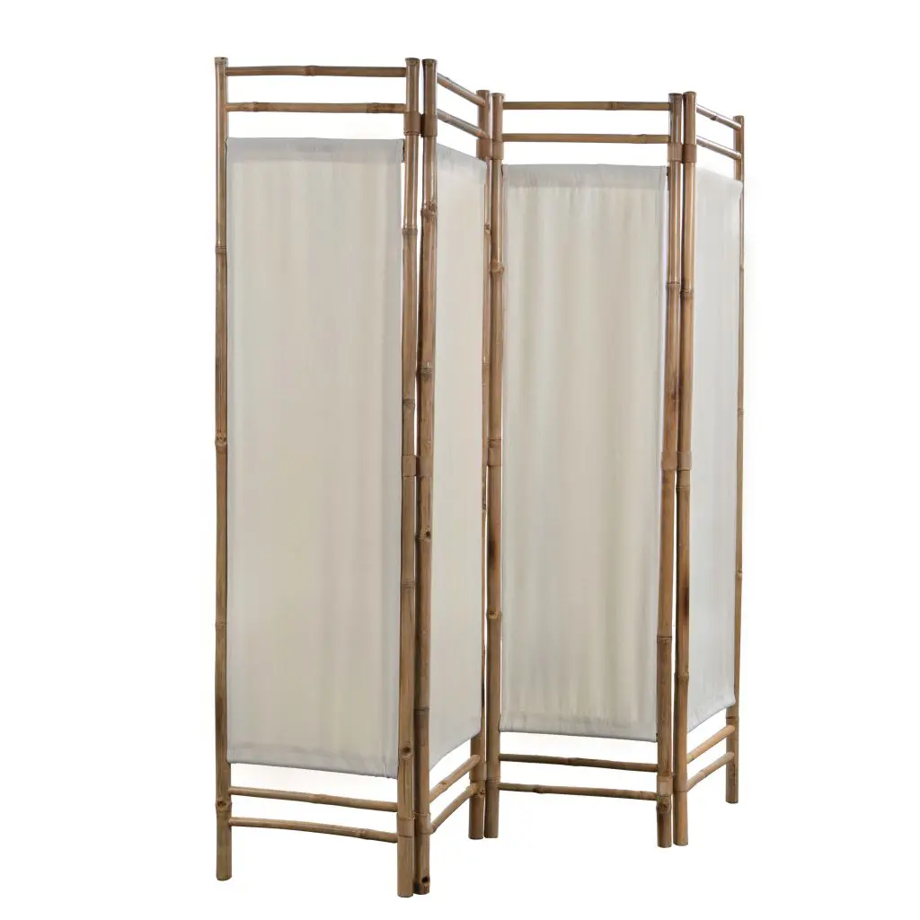 vidaXL Folding 4-Panel Room Divider Bamboo and Canvas 160 cm