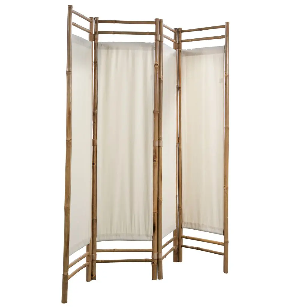 vidaXL Folding 4-Panel Room Divider Bamboo and Canvas 160 cm