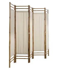 vidaXL Folding 5-Panel Room Divider Bamboo and Canvas 200 cm
