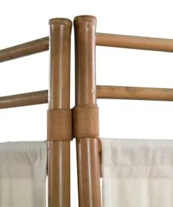 vidaXL Folding 5-Panel Room Divider Bamboo and Canvas 200 cm