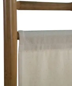 vidaXL Folding 5-Panel Room Divider Bamboo and Canvas 200 cm
