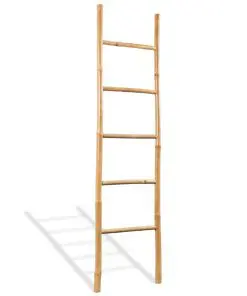 vidaXL Towel Ladder with 5 Rungs Bamboo 150 cm