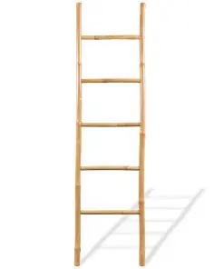 vidaXL Towel Ladder with 5 Rungs Bamboo 150 cm
