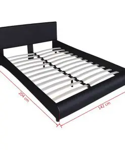vidaXL Bed Frame Black Faux Leather Double Size