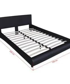 vidaXL Bed Frame Black Faux Leather Queen Size