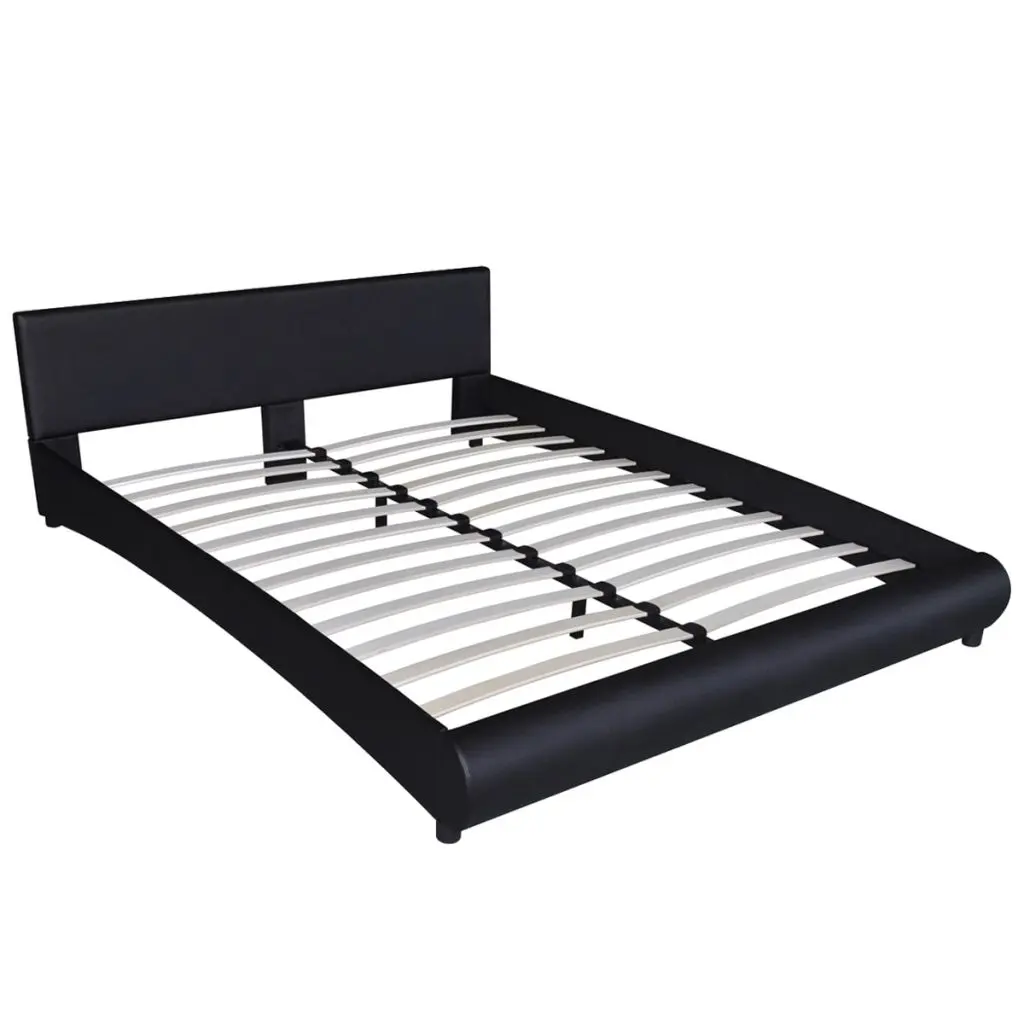 vidaXL Bed Frame Black Faux Leather King Size