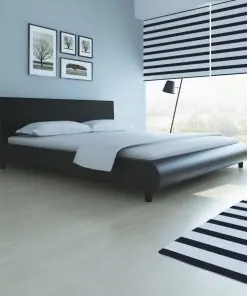 vidaXL Bed Frame Black Faux Leather King Size
