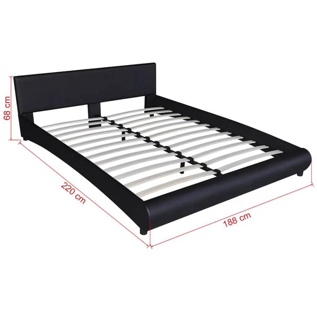 vidaXL Bed Frame Black Faux Leather King Size