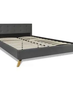 vidaXL Bed Frame Dark Grey Fabric Queen Size