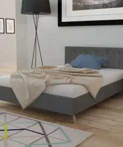 vidaXL Bed Frame Dark Grey Fabric Queen Size