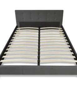 vidaXL Bed Frame Dark Grey Fabric Queen Size