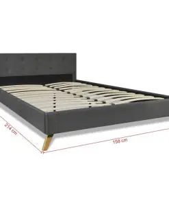 vidaXL Bed Frame Dark Grey Fabric Queen Size
