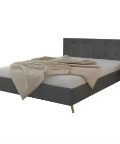 vidaXL Bed Frame Dark Grey Fabric Queen Size