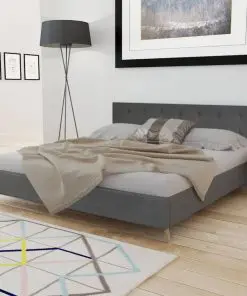 vidaXL Bed Frame Dark Grey Fabric King Size