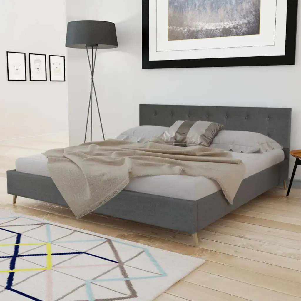 vidaXL Bed Frame Dark Grey Fabric King Size
