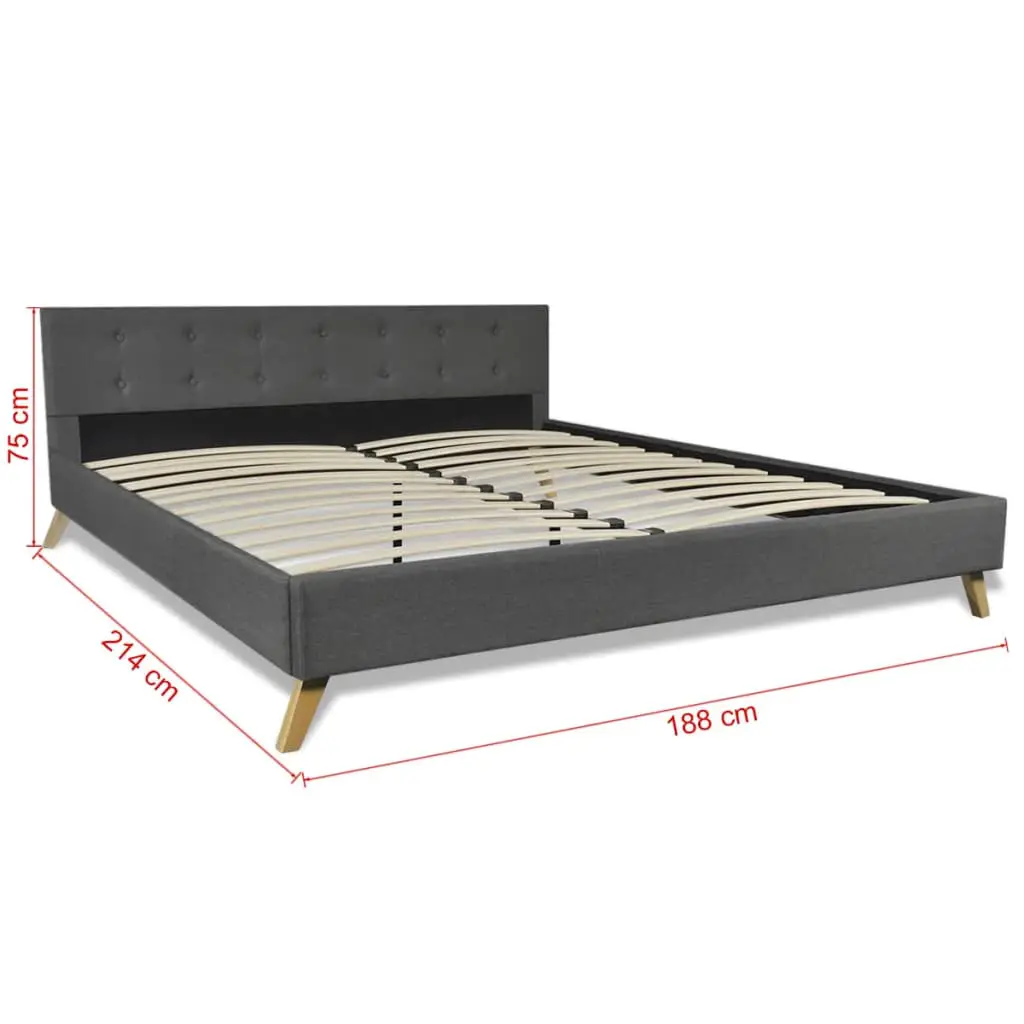 vidaXL Bed Frame Dark Grey Fabric King Size