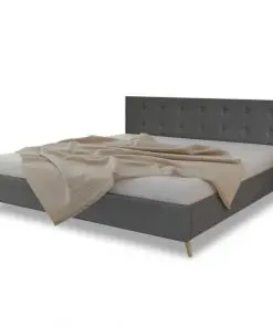 vidaXL Bed Frame Dark Grey Fabric King Size