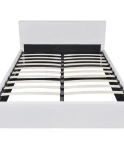vidaXL Bed Frame White Faux Leather Double Size