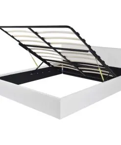 vidaXL Bed Frame White Faux Leather King Size