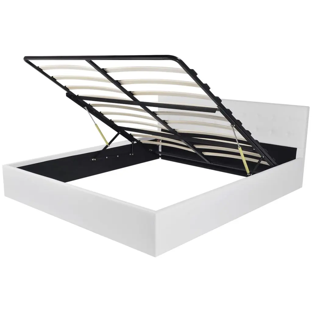 vidaXL Bed Frame White Faux Leather King Size