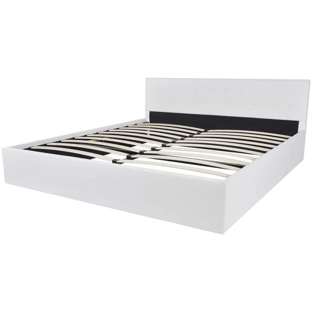 vidaXL Bed Frame White Faux Leather King Size