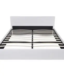 vidaXL Bed Frame White Faux Leather King Size