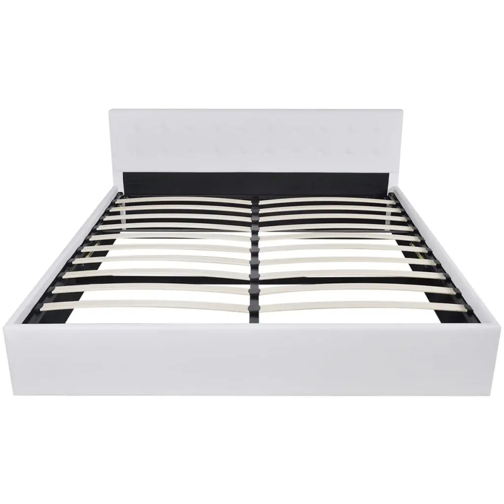 vidaXL Bed Frame White Faux Leather King Size