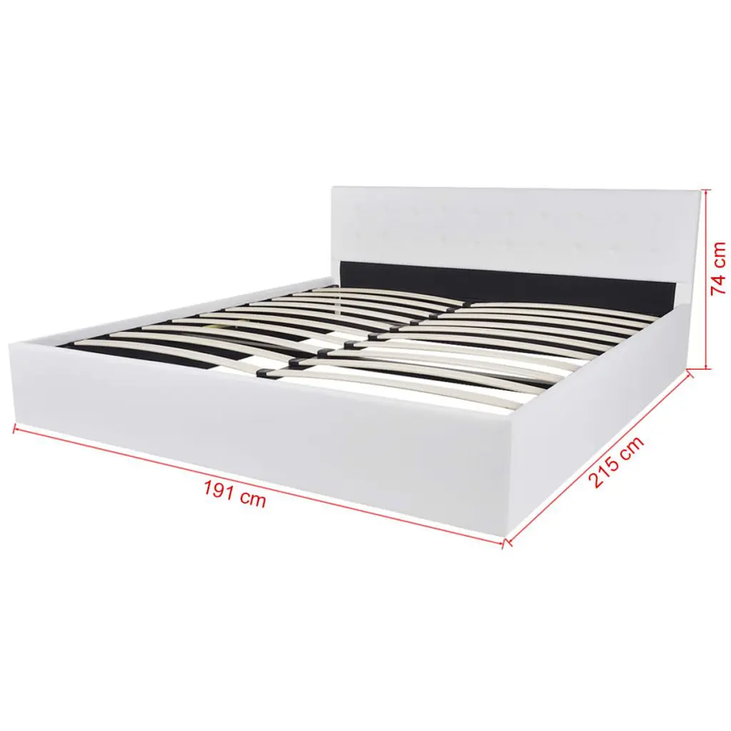 vidaXL Bed Frame White Faux Leather King Size