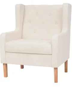 vidaXL Armchair Cream White Fabric