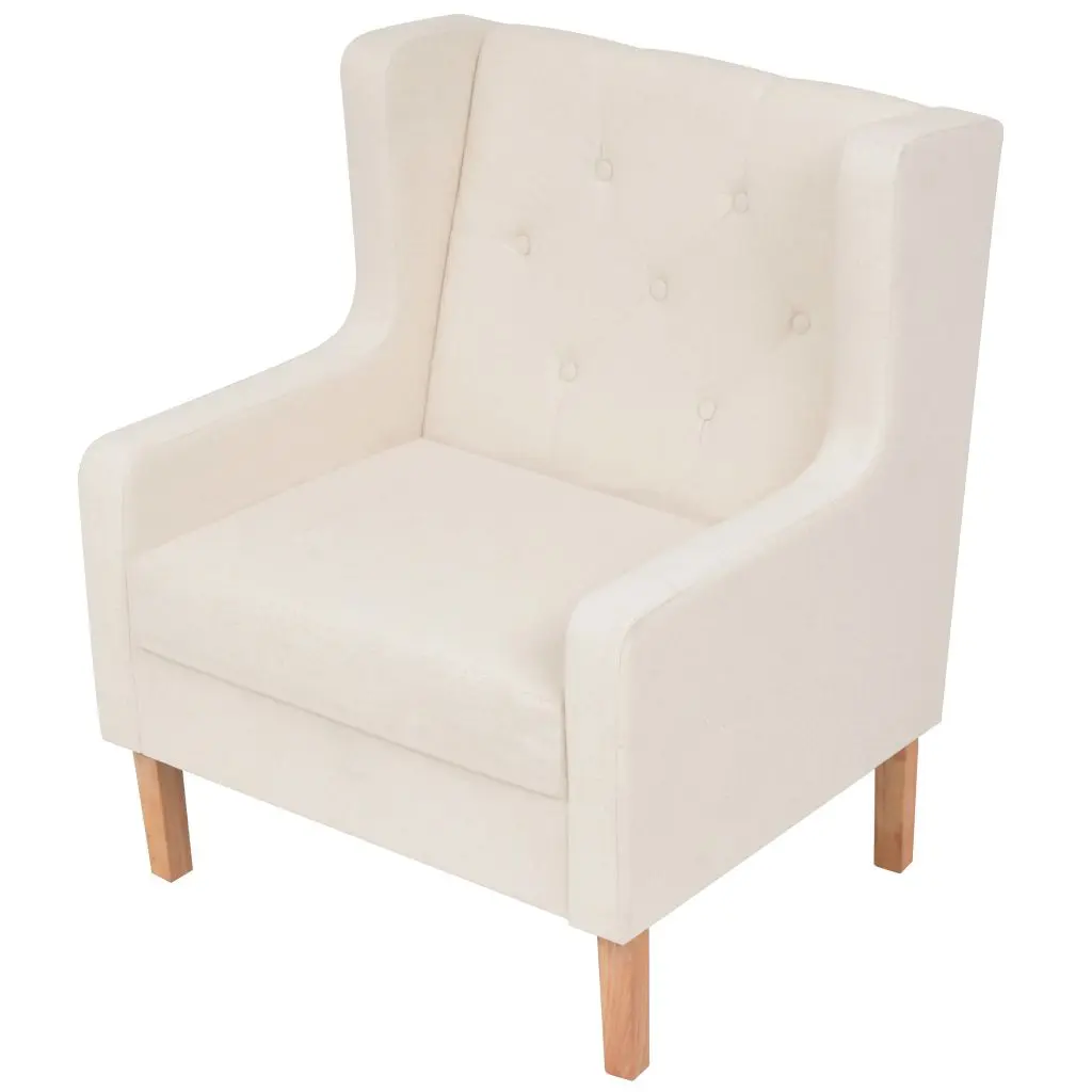 vidaXL Armchair Cream White Fabric