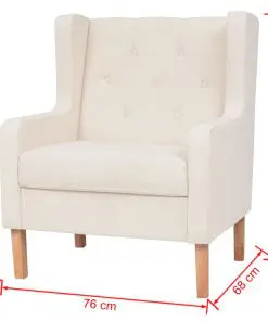 vidaXL Armchair Cream White Fabric