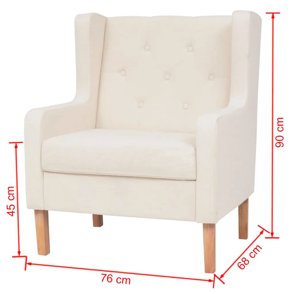 vidaXL Armchair Cream White Fabric
