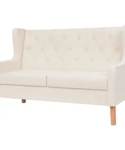 vidaXL 2-Seater Sofa Fabric Cream White