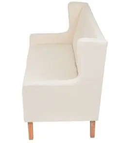 vidaXL 2-Seater Sofa Fabric Cream White