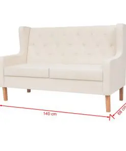 vidaXL 2-Seater Sofa Fabric Cream White
