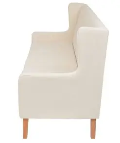 vidaXL 3-Seater Sofa Fabric Cream White