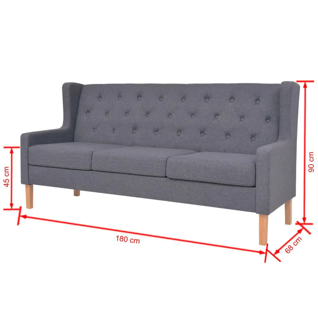 vidaXL 3-Seater Sofa Fabric Grey
