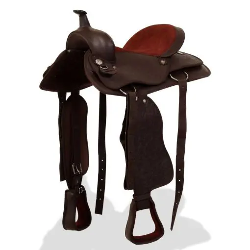 vidaXL Western Saddle, Headstall&Breast Collar Real Leather 15″ Brown