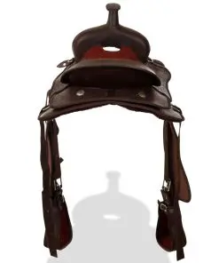 vidaXL Western Saddle, Headstall&Breast Collar Real Leather 15″ Brown