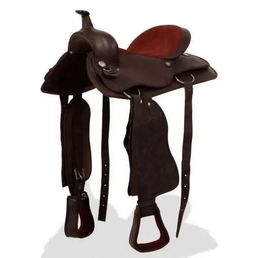 vidaXL Western Saddle, Headstall&Breast Collar Real Leather 16″ Brown