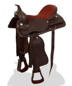 vidaXL Western Saddle, Headstall&Breast Collar Real Leather 16″ Brown
