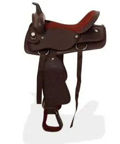 vidaXL Western Saddle, Headstall&Breast Collar Real Leather 17″ Brown