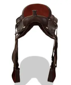 vidaXL Western Saddle, Headstall&Breast Collar Real Leather 17″ Brown