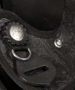 vidaXL Western Saddle, Headstall&Breast Collar Real Leather 16″ Black