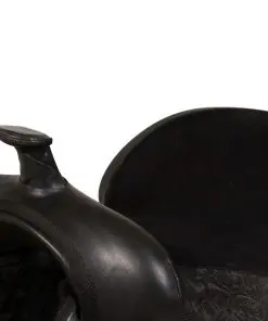 vidaXL Western Saddle, Headstall&Breast Collar Real Leather 16″ Black